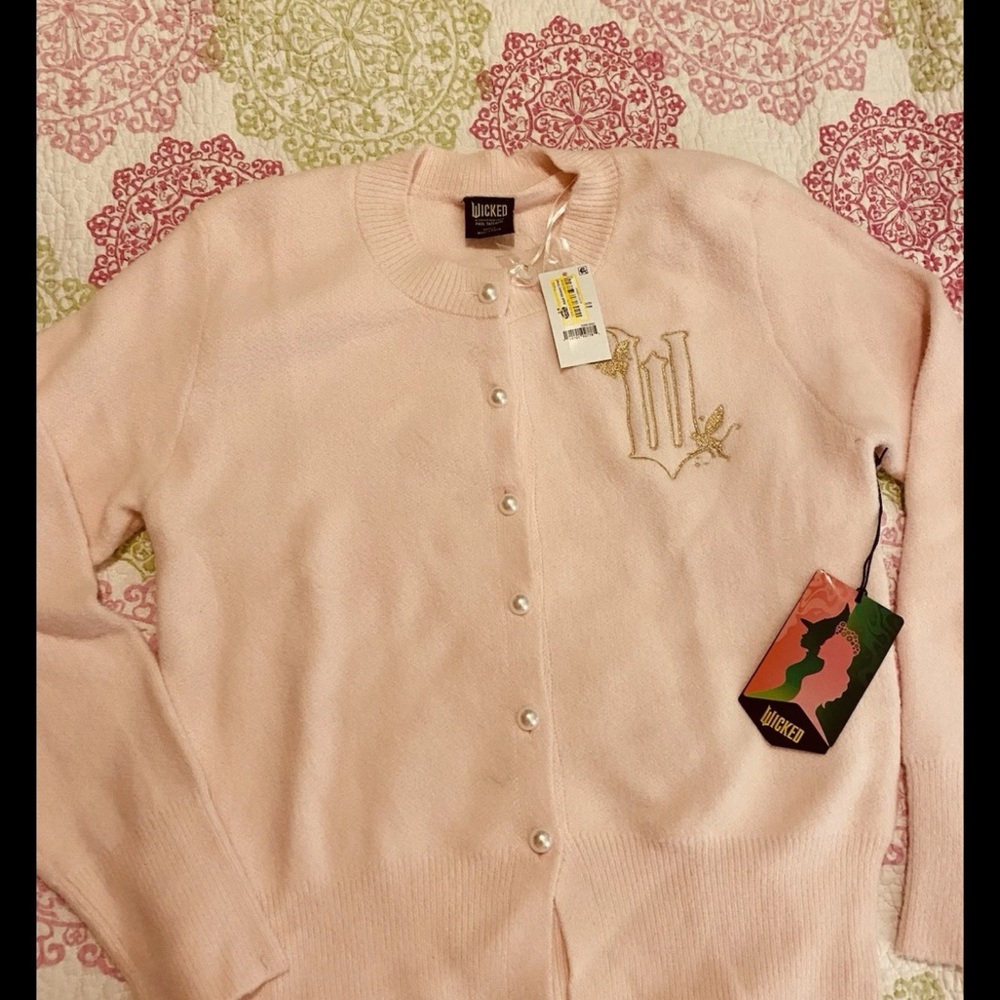 Size Large Paul Tazewell Wicked Light Pink Cardigan Sweater Pearl Buttons